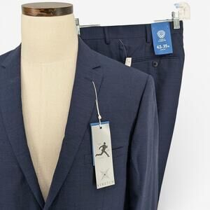 Vince Camuto Men's Slim Fit 2 Piece Suit Jacket Wool 42 S Pants 35W Blue